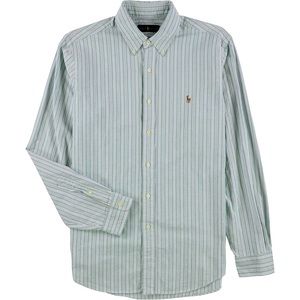 Ralph Lauren Mens Classic Button Up Shirt,Green